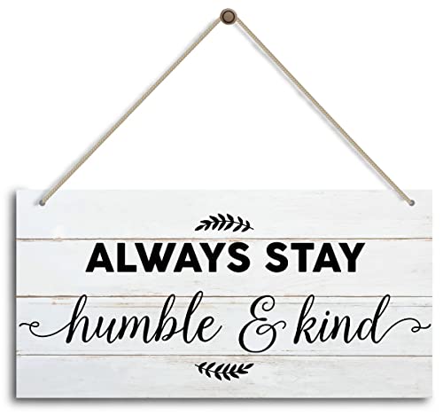 “Always Stay Humble and Kind”- Wood Blessed Sign for Home Decor Shelf, Farmhouse Blessed Wooden Sign Farmhouse Wall Decor, Blessed Home Decor Sign (12″ x 6″ x0.12″ inch)