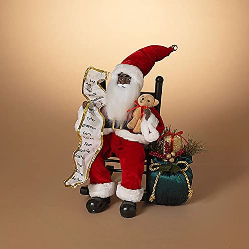 Joyful 15″ Tall African American Santa Claus in Chair Christmas Holiday Figurine