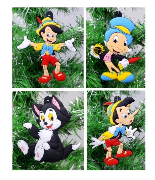 Pinocchio Ornament Set with Pinocchio, Jiminy Cricket and Figaro – Unique Shatterproof Design