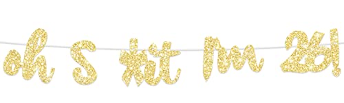 Oh I’m 26! Banner Backdrop Glitter Gold Hallo Twenty Six Cheers to 26 Years Old Theme Decor for Man Woman Happy 26th Birthday Party Anniversary Photo Studio Prop Flag Decorations Favors Supplies Kit