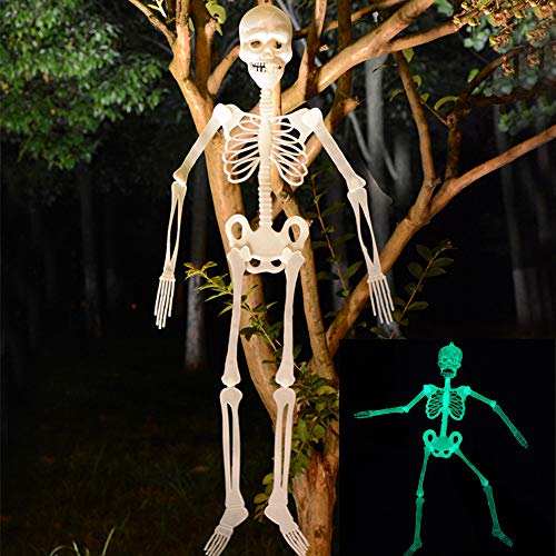GONEBIN Halloween Skull Pendant Decoration,Horror Luminous Skeleton Ornaments Bar KTV Scene Pendant Haunted House Humanoid Skeleton Decorations,12.6inches