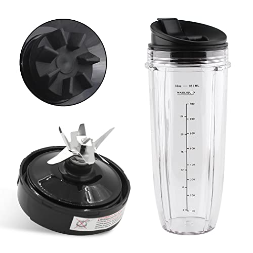 joyparts Replacement Parts Blade Assembly and 32oz Cup with Lid,Compatible with Ninja Blender BL2012/BL2013/BL450 30/BL480 30/BL490/491 30/BL640 30/NN-100 30