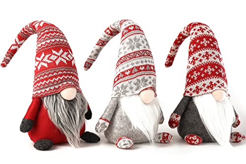 TONGXIN Christmas Gnomes Decorations Indoor Home Decor, Gnomes Christmas Decorations,Handmade Swedish Tomte/ 3 Pack – 18 Inches Large Gnomes