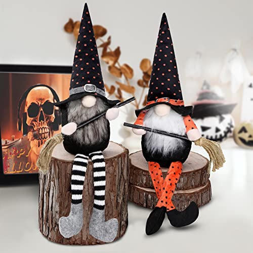 Sggvecsy Halloween Gnomes Halloween Witch Gnome Decorations Handmade Plush Elf 2 Pack Swedish Tomte Nisse Faceless Doll Scandinavian Dwarf for Halloween Home Table Ornaments Thanksgiving Day Gifts