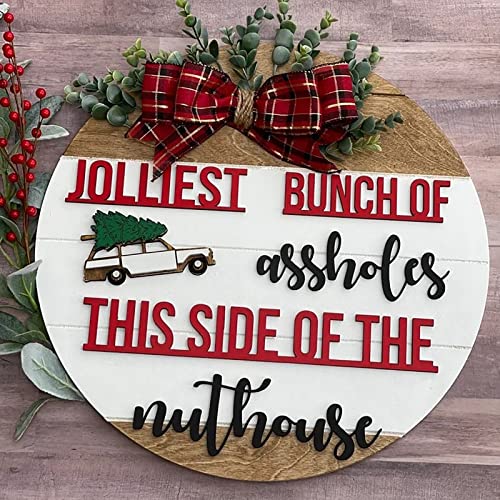 MIAVITA 2022 Christmas 3D Door Hanger Sign – Crazy Christmas Holiday Hanging Sign Home Decor House Number Xmas Vacation Decor for Outdoor Indoor Farmhouse Front Porch (B)