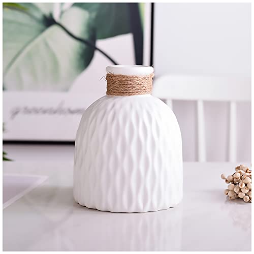 Ceramic Vase-Flower Vase Dried Flower Vase for Modern Home Decor, Fit for Foyer Living Room Fireplace Bedroom Kitchen,Decent Gift, 6.0″ H (White)