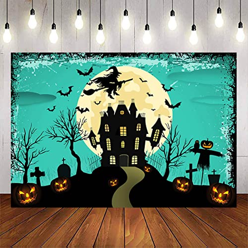 Avezano Halloween Backdrop Decorations 7x5ft Happy Halloween Full Moon Horror Night Photography Background Creepy Spooky Halooween Party Photo Shooting Props