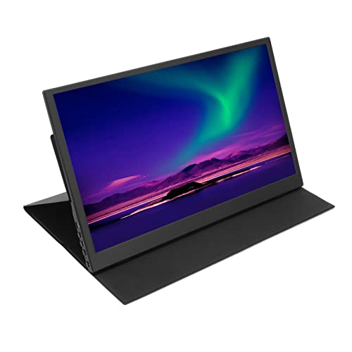 2K Portable Monitor, 1920×1080 IPS Computer External Screen Travel Monitor, Extended Monitor, with PU Leather Case for Computers Notebooks(Black)