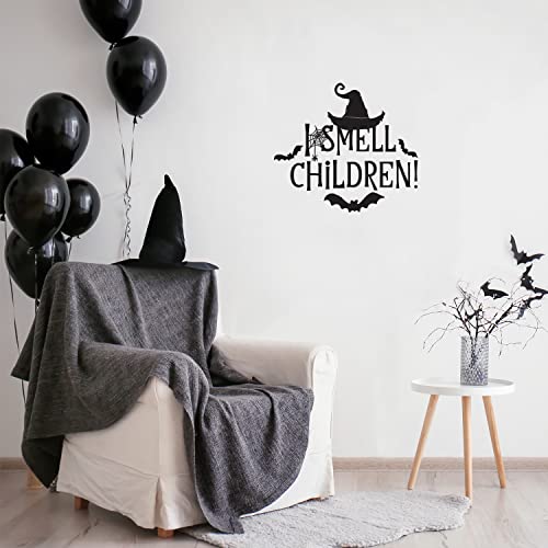 Vinyl Wall Art Decal – I Smell Children! – 18″ x 20″ – Trendy Funny Halloween Witch Hat Design Sticker for Home Living Room Windows Doors Storefront Office Coffee Shop Spooky Decor (Black)