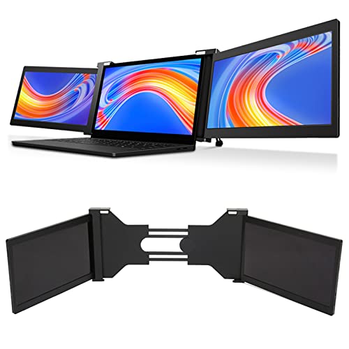 13.3in Triple Portable Monitor, FHD 1080P IPS HDR Laptop Screen Extender Dual Monitors, Type C, for 13.3 to 16.5 Inch Laptops, PC, Phone, for PS3/4(Black)