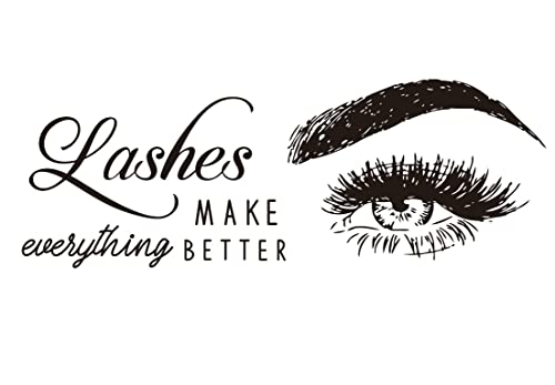 UILMNIY Eyes Eyelash Beauty Salon Wall Decal DIY Eyelashes Quote Lashes Make Everything Better Wall Sticker for Bedroom Vinyl Removabl Art Eyes Sticker Wallpaper for Living Room AFN16