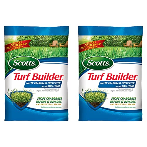 Scotts Turf Builder Halts Crabgrass Preventer with Lawn Food – Pre-Emergent Plus Fertilizer, 15,000 sq. ft. (2-Pack)