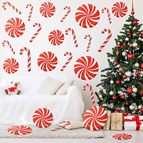 48 Pieces Candy Decorations Christmas Peppermint Candy Cane Cutouts Candy Stickers for Candy Themed Party Decorations Home Xmas Craft Party Supplies