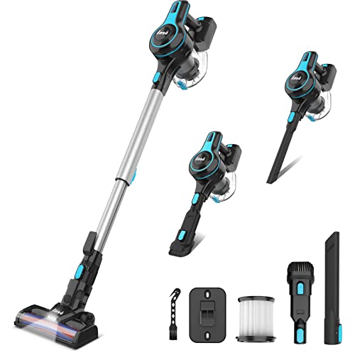 INSE Cordless Vacuum Cleaner, 6-in-1 Rechargeable Stick Vacuum with 2200 m-A-h Battery, Powerful Lightweight Vacuum Cleaner, Up to 45 Mins Runtime
