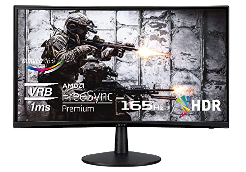 Acer Nitro ED240Q Sbiip 23.6″ Full HD 1920 x 1080 VA 1500R Curved Gaming Monitor | AMD FreeSync Premium | 165Hz Refresh Rate | 1ms (VRB) | ZeroFrame Design | 1 x Display Port 1.4 & 2 x HDMI 2.0 Ports