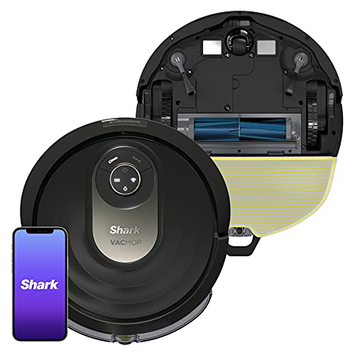 Shark AV2001WD AI VACMOP 2-in-1 Robot Vacuum and Mop with Self-Cleaning Brushroll, Home Mapping, Perfect for Pet Hair,Compatible Alexa,Wi-Fi Black/Brass (Renewed), 12.52 in L x 13.52 in W x 3.48 in H