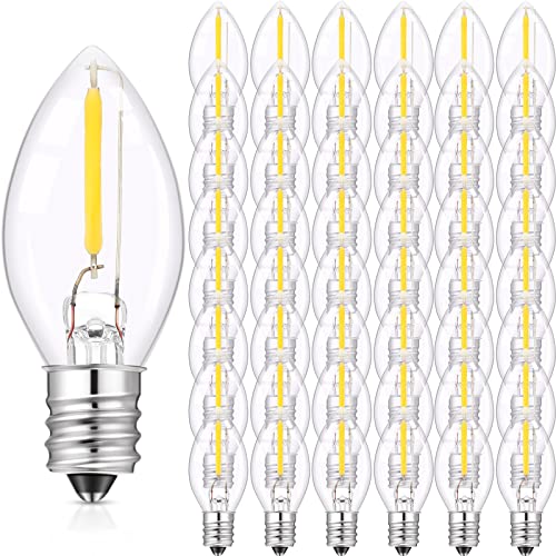 100 Pack C7 LED Night Light Bulb, E12 Chandelier Base, 0.6W Equivalent to 7W, Warm White 2700K, Night Light Bulbs Waterproof Replacement Bulbs for Nightlight Christmas String Light()