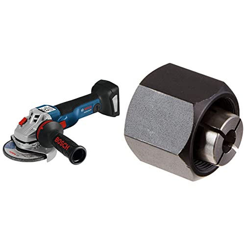 BOSCH 18V EC Brushless Connected-Ready 4.5 In. Angle Grinder (Bare Tool) GWS18V-45CN&BOSCH 2610906283 1/4″ Collet Chuck for 1613-,1617-, 1618- & 1619- Series Routers