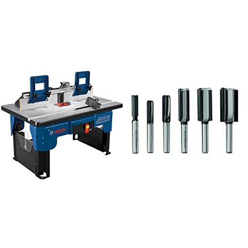 BOSCH RA1141 Portable Benchtop Router Table&BOSCH 6 pc. Carbide-Tipped Groove Cutter Router Bit Set