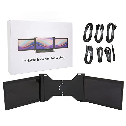 Diyeeni Triple Portable Monitor for Laptop,13.3in FHD 1080P IPS Laptop Screen Extender, External Dual Monitor for 13.3 to 16.5in Laptop, Compatible with PC, Mobile, PS3/4(Black) | The Storepaperoomates Retail Market - Fast Affordable Shopping