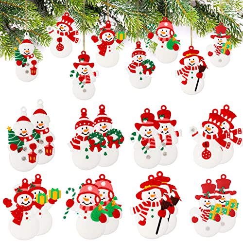 16 Pieces Christmas Snowman Ornaments Resin Snowman Ornaments Set Christmas Snowman Hanging Ornaments Lovely Snowman Christmas Tree Ornaments for Christmas Holiday Anniversary Party Favors (Red)