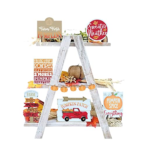 7 Pieces Fall Tiered Tray Decor Thanksgiving Tray Signs Decoration, Rustic Farmhouse Wooden Signs Farm Truck Maple Pumpkin Banner Fall Decor, Harvest Thanksgiving Party Kitchen Home Holiday Decor | The Storepaperoomates Retail Market - Fast Affordable Shopping