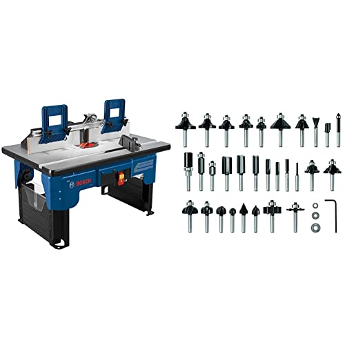 BOSCH RA1141 Portable Benchtop Router Table&BOSCH 30 pc. Carbide-Tipped Wood Router Bit Set