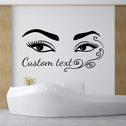 Personalized Eyelashes and Eyebrows Patterned Vinyl Decal – Woman, Girl’s Bedroom Decor – Wall Decor Beauty Room, Makeup Studio, Beauty Salon 22×42