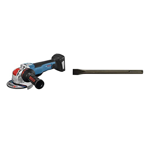 Bosch GWX18V-50PCN 18V X-LOCK EC Brushless Connected-Ready 4-1/2 In. – 5 In. Angle Grinder with No Lock-On Paddle Switch (Bare Tool)&Bosch HS1911 SDS-max® Hammer Steel 12-in Flat Chisel