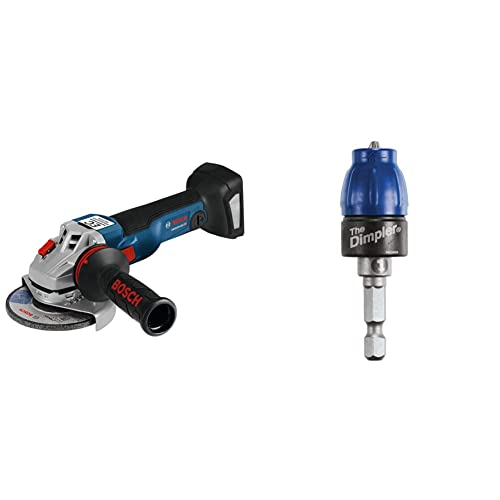 BOSCH 18V EC Brushless Connected-Ready 4.5 In. Angle Grinder (Bare Tool) GWS18V-45CN&BOSCH D60498 Drywall Dimpler Screw Setter, Number 2 Phillips , Gray