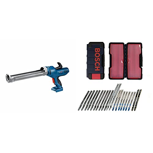 BOSCH GCG18V-29N 18V Caulk and Adhesive Gun (Bare Tool)&Bosch Thermotechnology 21-Piece T-Shank Contractor Jig Saw Blade Set TC21HC