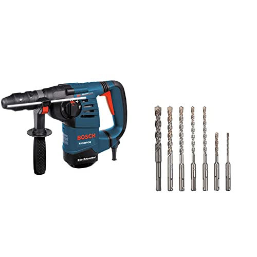 BOSCH RH328VCQ 1-1/8-Inch SDS Rotary Hammer Kit&BOSCH 7 Piece Carbide-Tipped SDS-plus Rotary Hammer Drill Bit Set with Storage Case HCK001, Gray