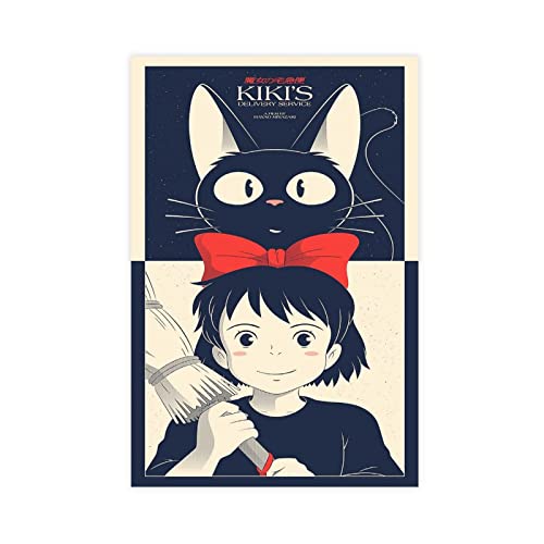 CiNgK Miyazaki Hayao Kiki’s Delivery Service Anime Movie Poster Canvas Poster Wall Art Decor Print Picture Paintings for Living Room Bedroom Decoration Style 12x18inch(30x45cm)