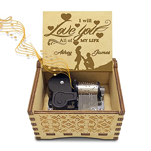 You are My Sunshine Anniversary Music Box Gifts for Girlfriend, Custom Wind Up Music Boxes for Boyfriend, Personalized Engraved Name Customized Gift for Lover Couple Her Him Wife Husband