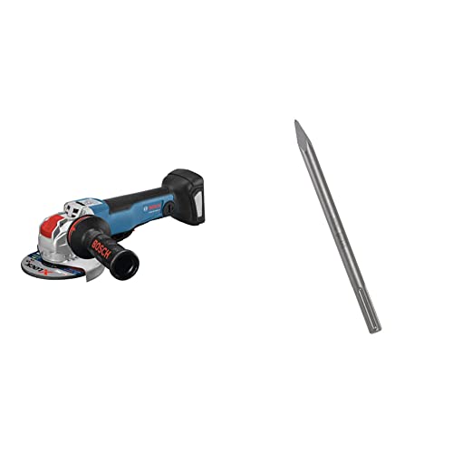 Bosch GWX18V-50PCN 18V X-LOCK EC Brushless Connected-Ready 4-1/2 In. – 5 In. Angle Grinder with No Lock-On Paddle Switch (Bare Tool)&BOSCH HS1913 12 In. Bull Point SDS-max Hammer Steel