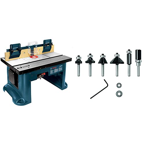 BOSCH Benchtop Router Table RA1181&BOSCH 6 pc. Carbide-Tipped Trim and Edging Router Bit Set