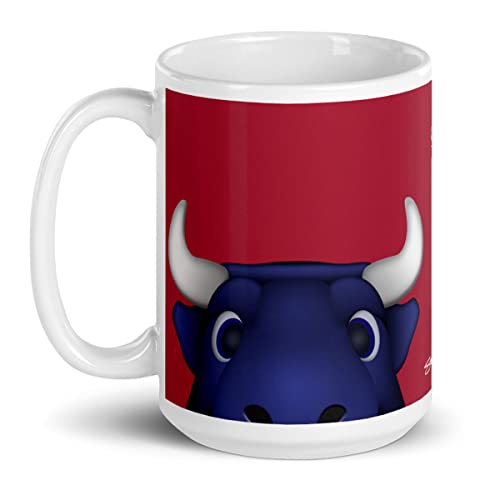 Minimalist TORO Mascot HOUSTON 15oz Ceramic Football Coffee Mug by S. Preston Tea Hot Cold