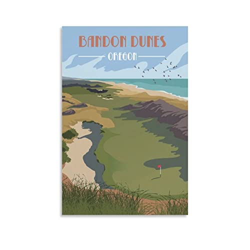 Oregon Bandon Dunes Golf Course Vintage Travel Posters Wall Art Canvas Prints Modern Home Decor Painting Picture for Living Room Bedroom 20x30inch(50x75cm)