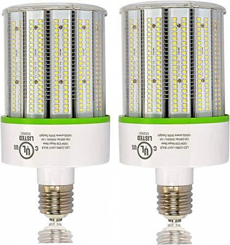 OLISSA UL Listed 2-Pack 100W Led Corn Cob Light Bulb, E39 Large Mogul Base led Bulb (250-400W MH/HPS Replace) Indoor Outdoor Lighting for Garage Warehouse High Bay Parking Lot Wall Pack