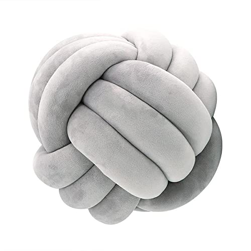 GXYR Knot Ball Pillow Round Cushion Pillows Velvet Round Pillows Cushion Home Decoration Plush Pillow Cushion,Light grey-10.6″