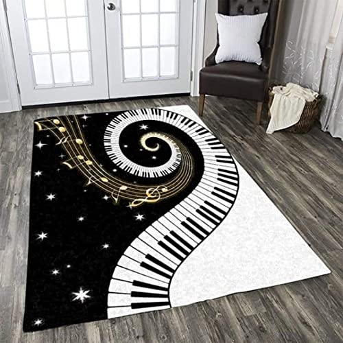 Satigi Personalized Piano Music Note Rug, Bedroom Decor, Doormat 2×3 3×5 4×6 5×8 Area Rug Lightweight Anti-Skid Water Absorbent Carpet for Kitchen Living Room Outdoor, Gifts Lovers