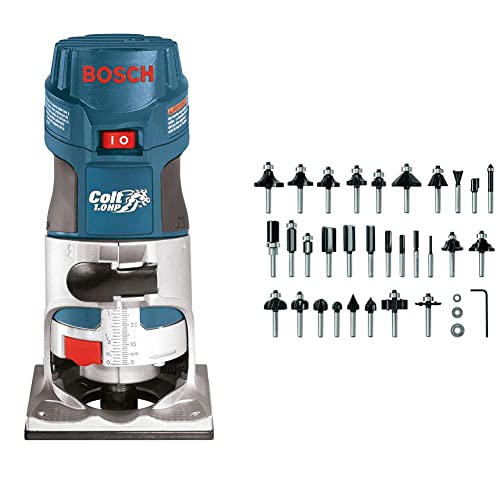 Bosch Router Tool, Colt 1-Horsepower 5.6 Amp Electronic Variable-Speed Palm Router PR20EVS & BOSCH 30 pc. Carbide-Tipped Wood Router Bit Set