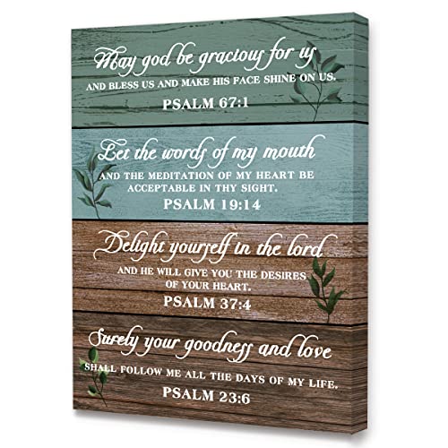 Retro Rustic Christian Bible Canvas Wall Art,Motivational Scripture Art Canvas Prints Framed Wall Artwork Ready to Hang For Christian Home Bedroom Office Wall Decor-12 x 15 Inches