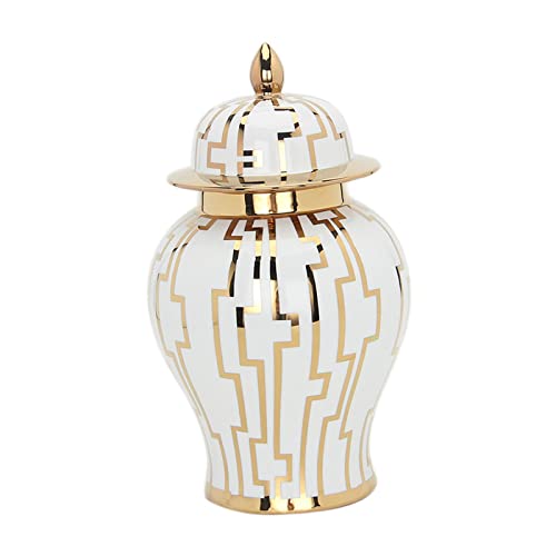 Generic Ginger Jar Decor Decorative Vases Ceramic Jar with Lid Vase for Flowers , 34.5×19.5CM