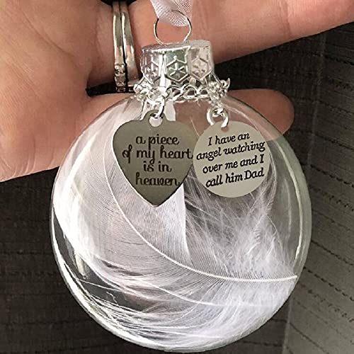 beautydaffy Christmas Tree Decoration Ball a Piece of My Heart is in Heaven Feather Pendant Ball 2.4in
