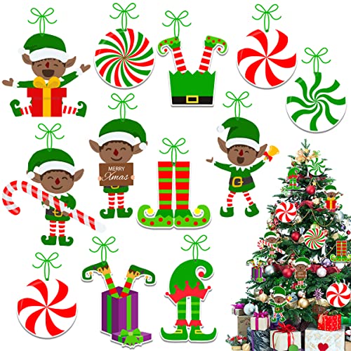 Elf Christmas Tree Ornaments Decoration, 20Pcs Paper Elves Hanging Charms Christmas Tree Ornament Holiday Decorations