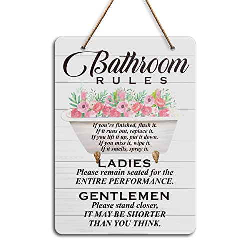 Bathroom Rules Wall Decor Sign, Fresh Soap and Water, Vintage Home Bathroom Toilet Sign Wood Farmhouse Rustic Hanging Wall Decor Sign Plaque, Housewarming Gifts for New Home House Women Men Couple