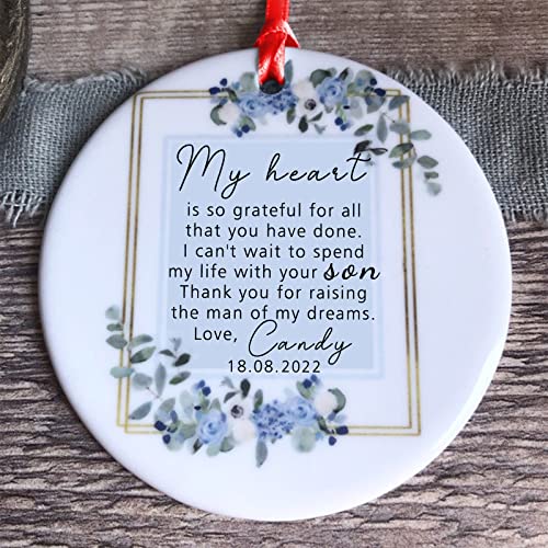 Touber Personalised Mother of Groom Bride Gifts Thank You from Bride Groom Ornament Wedding Keepsake Wedding Day Gifts for Mom from Bride Gifts for Mother in Law Personalised Christmas Ornaments