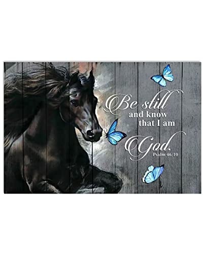 CocLux Horse Canvas Wall Art Horses Butterfly Inspirational Quotes Decor Farmhouse Living Room Wooden Background Black Painting Artwork Poster Print Frameless Home Office Decorations 24×36”, White