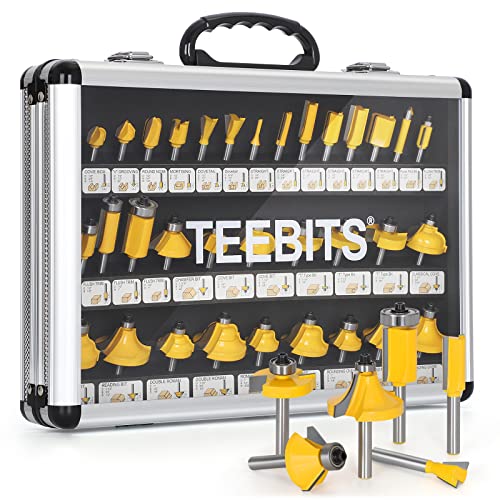 Router BIts Set 1/4 Inch Shank – Teebits 35 Pcs Router Bits for Professional Woodworker and Beginner